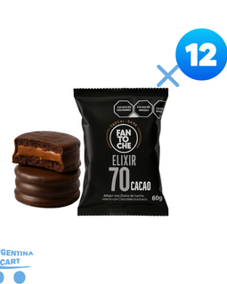 Alfajor FANTOCHE ELIXIR 70% cacao x 60gr - 12 Unid