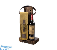 Bolso porta botella de cuero