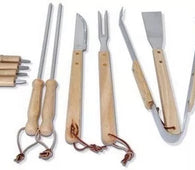 Set Parrillero: 10 Piezas Acero y Madera c/Estuche