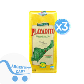 (3 Pack) Playadito Yerba Mate Traditional Con Palo from Colonia Liebig (1 kg / 2.2 lb) - Nuevo Envase (Suave)