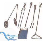 Parrillero Set De 5 Accesorios - Pala, Tenedor,pinza,atizador,pinche " Brogas "