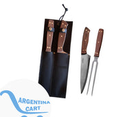 Set Parrillero Pincho Y Cuchillo + Funda De Cuero Kangkawe